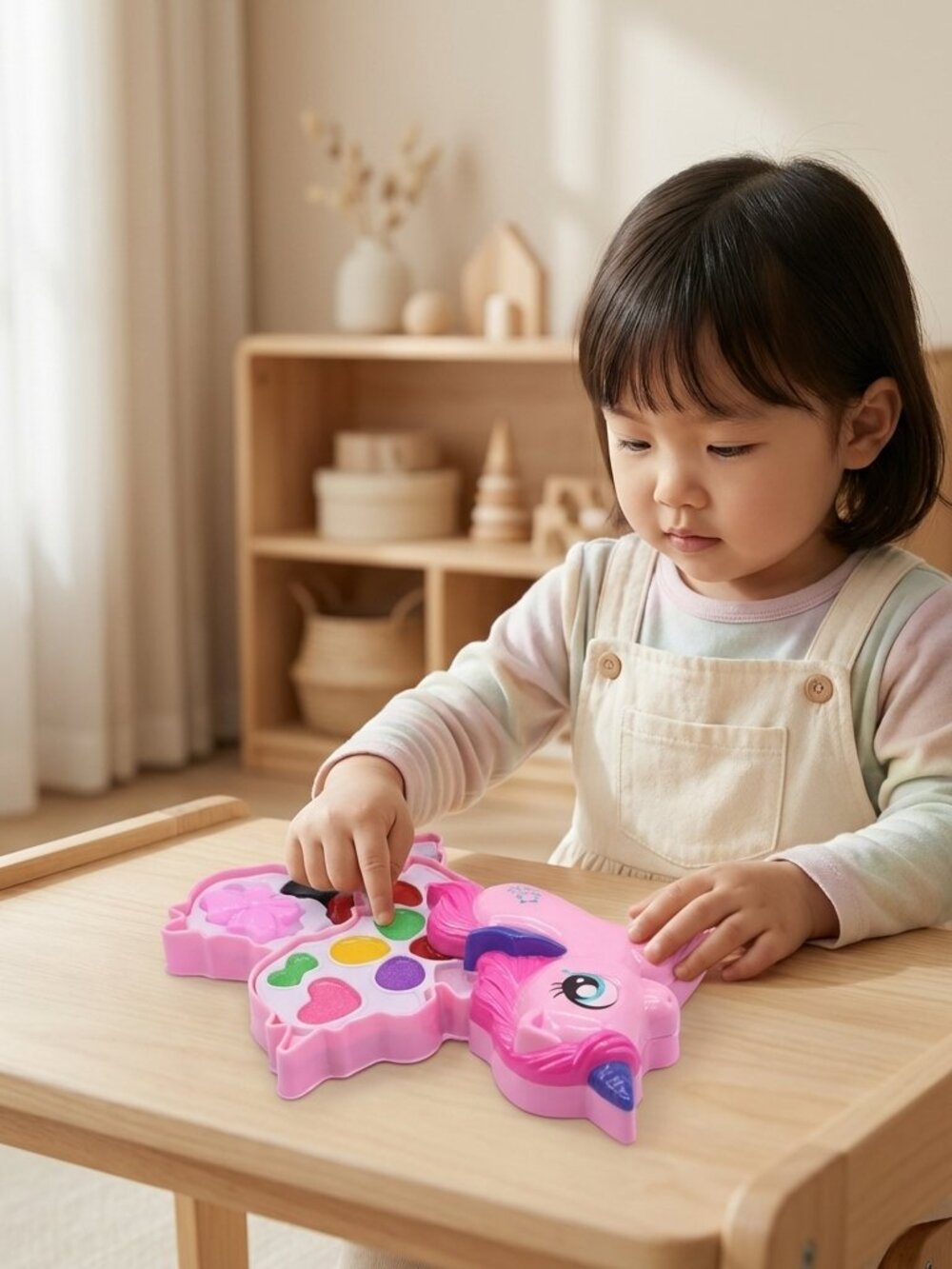 Pink Pony Makeup Play Set for Kids, Pretend Cosmetic Kit with Accessories - Picture 3 of 6